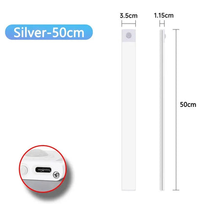 LED Cabinet Light USB Type-C Rechargeable Motion Sensor Led Lamp for Kitchen Wardrobe Cabinet Lighting 20cm/30cm/40cm/50cm/60cm