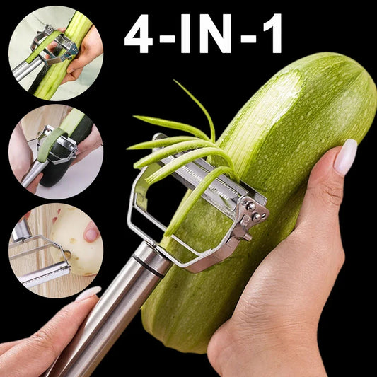 4 IN 1 Multi-function Vegetable Peeler Stainless Steel Fruit Vegetable Grater Carrot Cucumber Peeler Household Kitchen Gadgets